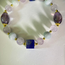 Load image into Gallery viewer, Lapis Lazuli Amethyst Aquamarine Beads Bracelet 青金石紫水晶海蓝宝手串
