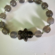 Load image into Gallery viewer, Smoky Quartz Gingerman Grey Agate Bads Bracelet 茶水晶姜饼人烟紫玛瑙手串
