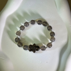 Smoky Quartz Gingerman Grey Agate Bads Bracelet 茶水晶姜饼人烟紫玛瑙手串