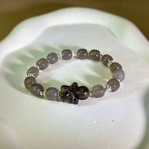 Smoky Quartz Gingerman Grey Agate Bads Bracelet 茶水晶姜饼人烟紫玛瑙手串