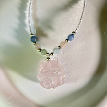 将图片加载到图库查看器，Rose Quartz Nine-Tails Fox Clear Quartz Beads Necklace 粉水晶九尾狐吊坠白水晶珠链手链
