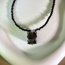 将图片加载到图库查看器，Smoky Quartz Cat Pendant Black Spinel Beads Necklace 茶水晶小猫吊坠黑色尖晶石珠链项链
