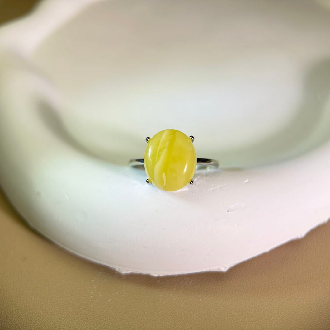 Amber Adjustable Ring 蜜蜡琥珀镶嵌活口戒指