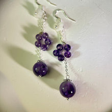 将图片加载到图库查看器，925 Silver Amethyst Earrings 紫水晶银耳钩
