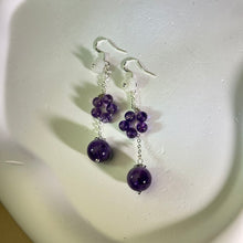 将图片加载到图库查看器，925 Silver Amethyst Earrings 紫水晶银耳钩
