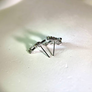 925 Silver Rainbow Tourmaline Earrings 彩虹碧玺镶嵌银耳钉