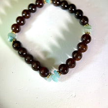 将图片加载到图库查看器，Ruby Garnet Amazonite Beads Bracelet 酒红石榴石天河石手串
