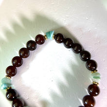 将图片加载到图库查看器，Ruby Garnet Amazonite Beads Bracelet 酒红石榴石天河石手串
