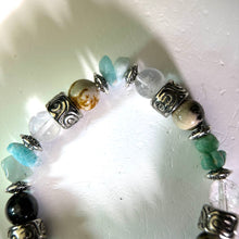 将图片加载到图库查看器，Picture Jasper Clear Quartz Beads Bracelet 图画碧玉白水晶手串
