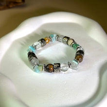 将图片加载到图库查看器，Picture Jasper Clear Quartz Beads Bracelet 图画碧玉白水晶手串
