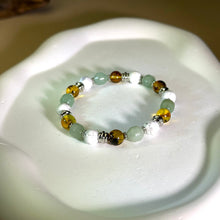 将图片加载到图库查看器，Green Aventurine Amber Beads Bracelet 绿色东陵玉药珀琥珀手串
