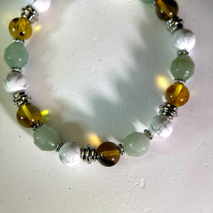 Green Aventurine Amber Beads Bracelet 绿色东陵玉药珀琥珀手串