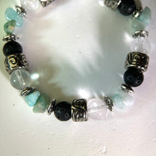 将图片加载到图库查看器，Clear Quartz Lava Beads Bracelet 白水晶火山石手串
