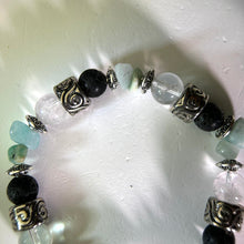 将图片加载到图库查看器，Clear Quartz Lava Beads Bracelet 白水晶火山石手串
