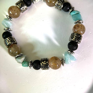 Orange Strawberry Quartz Lava Beads Bracelet 橘色草莓晶火山石手串