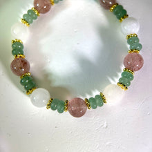 将图片加载到图库查看器，Red Strawberry Quartz White Nephrite Beads Bracelet 红色草莓晶和田玉白玉手串
