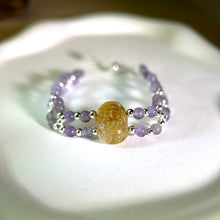 将图片加载到图库查看器，Golden Rutilated Quartz PIXIU Amethyst Beads Bracelet 金发晶水晶貔貅紫水晶珠链手链
