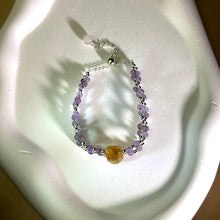 Load image into Gallery viewer, Golden Rutilated Quartz PIXIU Amethyst Beads Bracelet 金发晶水晶貔貅紫水晶珠链手链
