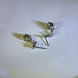 925 Silver Citrine Earrings 黄水晶镶嵌银耳钉