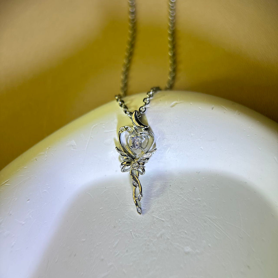 Tanzanite Love Heart Wand Pendant 坦桑石镶嵌爱心权杖吊坠