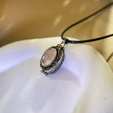 将图片加载到图库查看器，Rose Quartz Container Pendant Necklace 粉水晶镶嵌嘎乌盒吊坠项链
