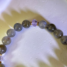 将图片加载到图库查看器，Labradorite Amethyst Beads Bracelet 拉长石灰月光石紫水晶手串
