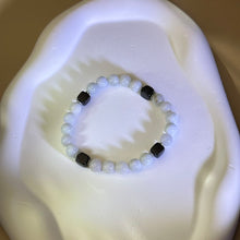 将图片加载到图库查看器，White Jade Blackwood Beads Bracelet 糯种白色翡翠黑檀木手串
