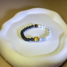 将图片加载到图库查看器，Tiger&#39;s Eye Lava Hawlite Beads Bracelet 虎眼石火山石白松石手串
