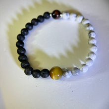 将图片加载到图库查看器，Tiger&#39;s Eye Lava Hawlite Beads Bracelet 虎眼石火山石白松石手串
