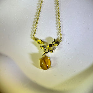 Amber Pendant Necklace 金珀琥珀镶嵌吊坠项链