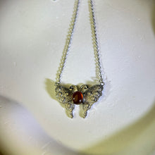 Load image into Gallery viewer, Orange Granet Butterfly Pendant Necklace 橙红石榴石镶嵌蝴蝶吊坠项链
