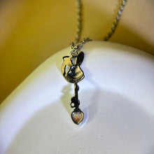 Load image into Gallery viewer, Golden Strawberry Quartz Love Heart Rabbit Pendant 金色草莓晶爱心镶嵌兔子吊坠
