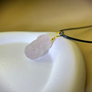 Rose Quartz PIXIU Penant Necklace 粉水晶貔貅吊坠项链