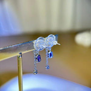 925 Silver Amethyst Earrings 紫水晶镶嵌银耳钉