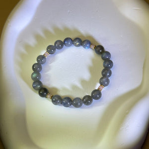 Labradorite Pink Opal Beads Bracelet 拉长石灰月光石粉澳宝手串