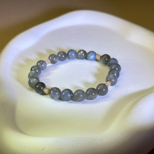 Labradorite Pink Opal Beads Bracelet 拉长石灰月光石粉澳宝手串