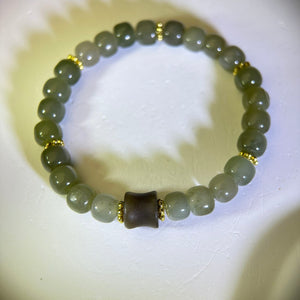 Green Nephrite Beads Bracelet 和田玉鸭蛋青玉糖玉手串