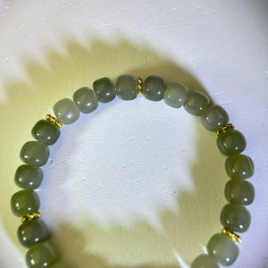 Green Nephrite Beads Bracelet 和田玉鸭蛋青玉糖玉手串