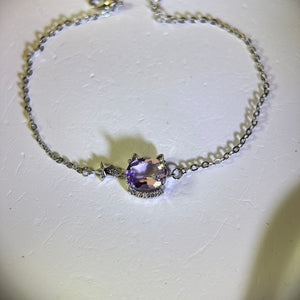 Amethyst Cat Bracelet 紫水晶镶嵌猫头手链