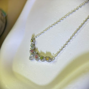 Rainbow Tourmaline Pendant Necklace 彩虹碧玺镶嵌吊坠项链