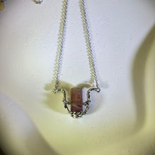 将图片加载到图库查看器，Pink Tourmaline Pendant Necklace 粉色碧玺镶嵌吊坠项链
