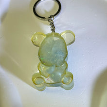 Load image into Gallery viewer, Aquamarine Resin Teddy Bear Ornament Key Ring
