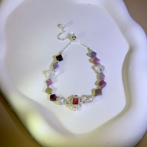 Rainbow Tourmaline Beads Bracelet 彩虹碧玺珠链手链