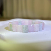 Load image into Gallery viewer, Morganite Aquamarine Green Beryl Beads Bangle Bracelet 摩根石海蓝宝绿柱石手排
