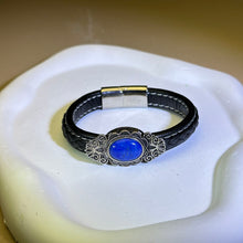 Load image into Gallery viewer, Lapis Lazuli PU Leather Bangle 青金石镶嵌皮手镯
