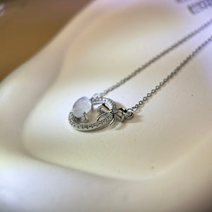 Moonstone Pendant Necklace 冰长石月光石镶嵌吊坠项链