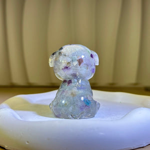 Fluorite Resin Dog 萤石滴胶小狗