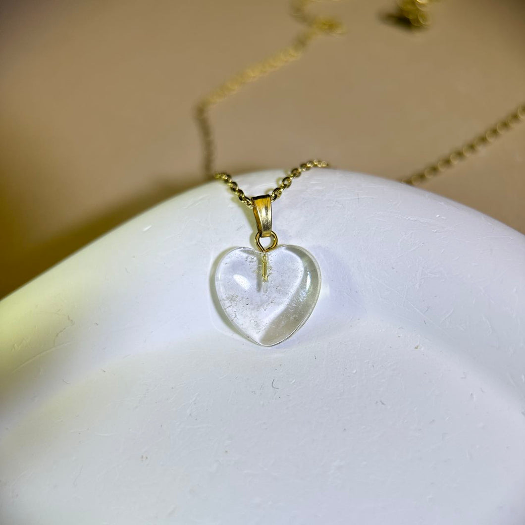 Clear Quartz Love Heart Pendant 白水晶爱心吊坠