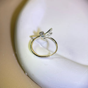 London Blue Topaz Dragonfly Adjustable Ring 伦敦蓝托帕石镶嵌蜻蜓活口戒指