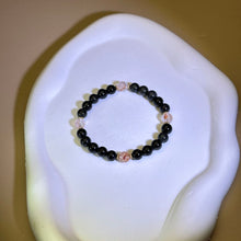 Load image into Gallery viewer, Rainbow Sheen Obsidian Red Hematoid Quartz Beads Bracelet 彩眼黑曜石红胶花水晶手串
